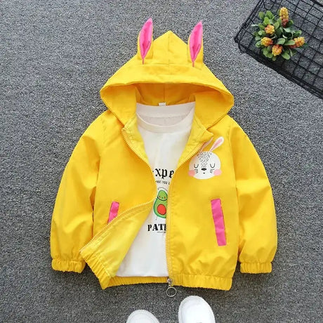 Cartoon Girls Jackets Cute Little Fox Kids Windbreaker Hooded Baby Coat Spring Autumn Children Outwear Toddler Girl Clothes - Lootquake