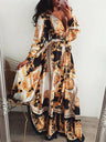 2021 New Style Fashion Elegant Women Sexy Boat Neck Glitter Deep V Neck Print Party Dress Formal Long Dress Sexy Clubwear - Lootquake