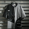 Old style hip hop fashion men's short sleeve T-shirt color matching style tooling 5-sleeve men's T-shirt - Lootquake