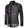 Mens Flower Patchwork Embroidery Lace Shirt 2019 Fashion Transparent Sexy Dress Shirts Mens See Trough Club Party Event Chemise - Lootquake