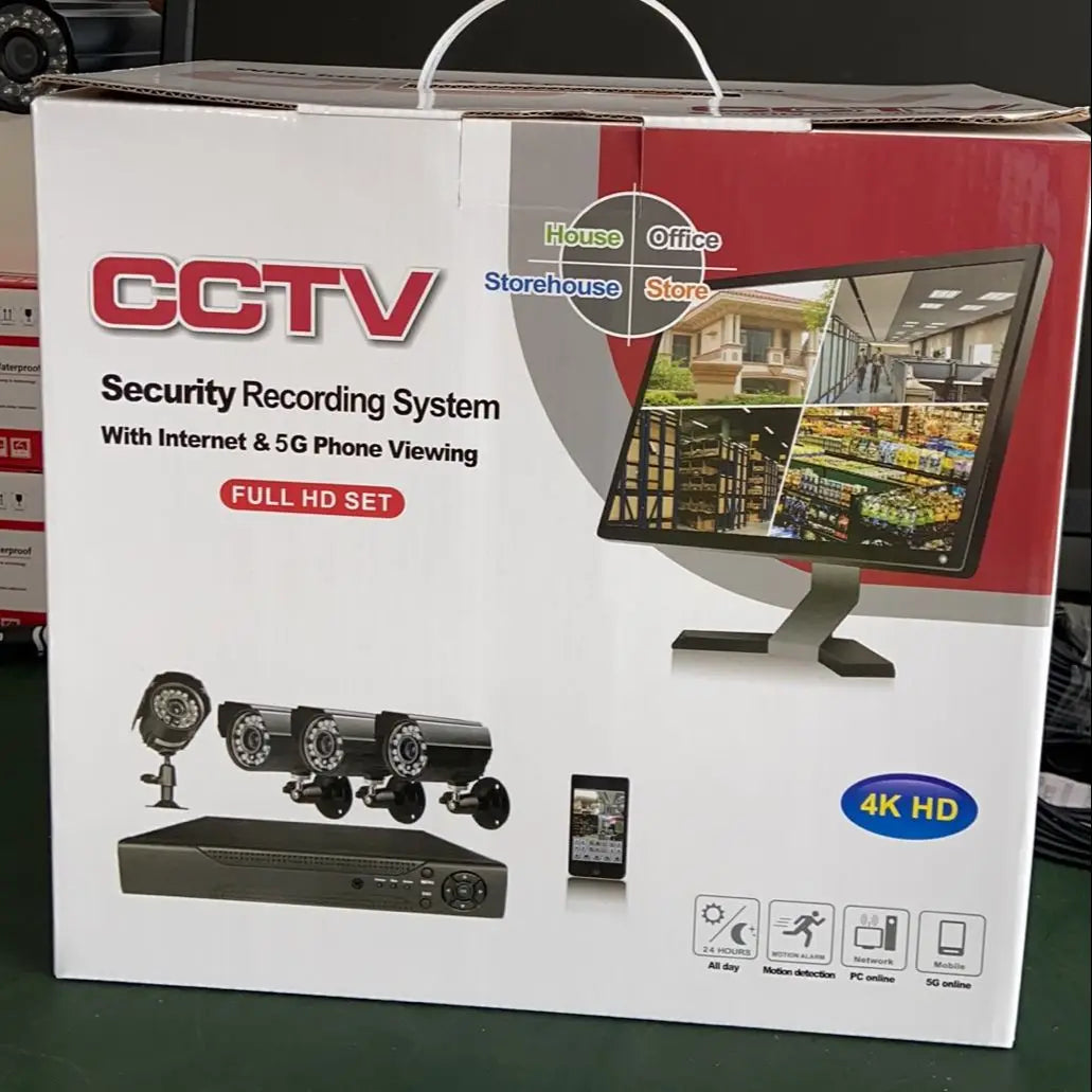 Sistema de CCTV 4 canales 1080P AHD DVR Kit de 4 cámaras impermeables con visión nocturna infrarroja, alarma de movimiento, videovigilancia de seguridad para exteriores