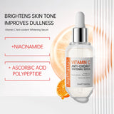 Suero facial con vitamina C y ácido hialurónico para el cuidado de la piel facial. Suero blanqueador e hidratante para el tratamiento del acné. Cuidado facial.