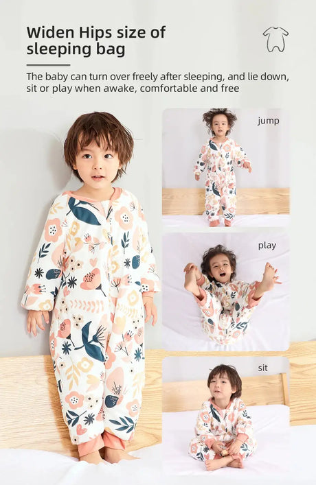 Baby Sleeping Bag Cute Flowers Print Toddler Sleepwear Walk Play Pajamas 2.5Tog Thick Winter Keep Warm Sleepsack 1-4 Years - Lootquake