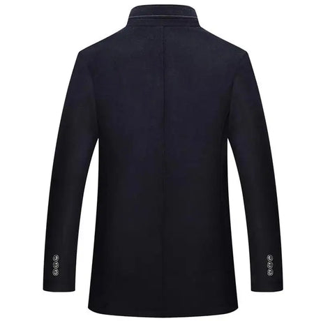 Woolen Coat Men Winter Windbreaker Long Thick Wool Jackets abrigo hombre Man Stand Collar Single Breasted With Vest Woolen Coats - Lootquake