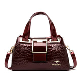 2-Layer Large Capacity Tote Bag | Luxury Handbags Women's Designer Crocodile Pattern Ladies Boston Shoulder Bag (High Quality)