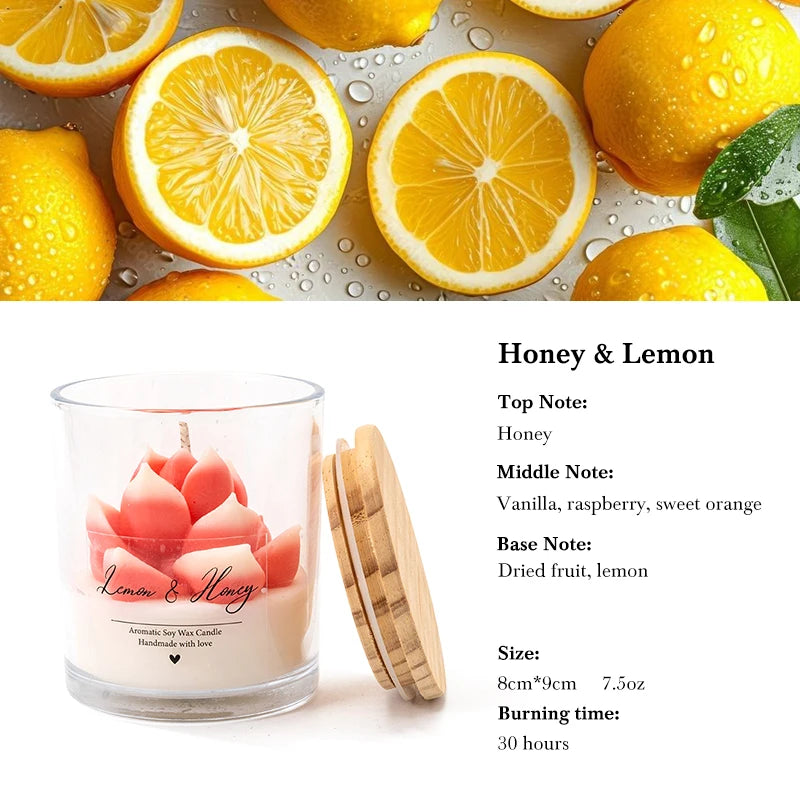 Bougie parfumée d'aromathérapie en verre rose succulent AIKUN 8 * 9 cm avec couvercle en bois et boîte d'emballage en stock expédiée depuis les États-Unis