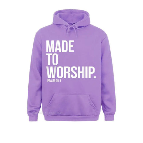 Made To Worship Psalm 95 1 Faith Based Christian Hoodie Print Mens Sweatshirts Plain Long Sleeve Hoodies Hip Hop Sportswears - Lootquake