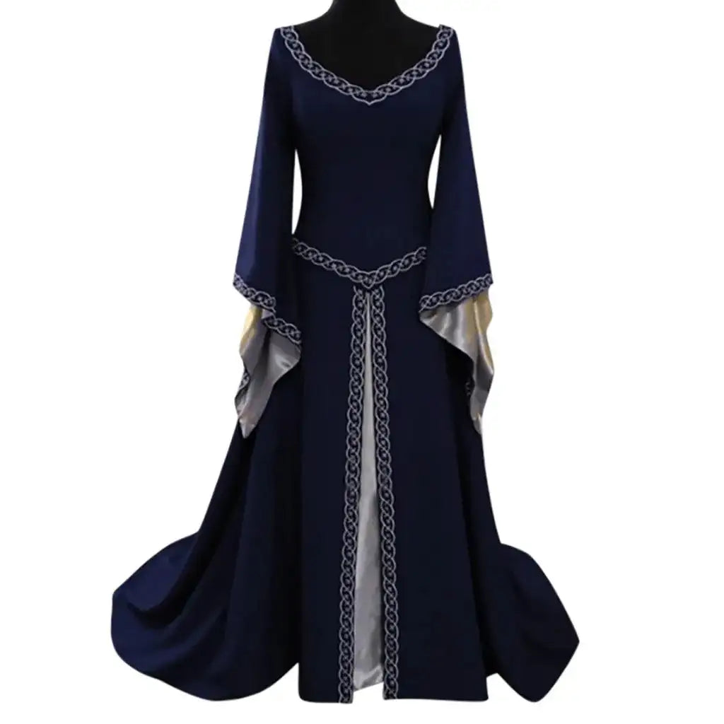 Vintage Gothic Dress Cosplay Costumes Autumn Winter Long Sleeve Medieval Witch Long Dress Halloween Costumes Vestidos de Fiesta - Lootquake