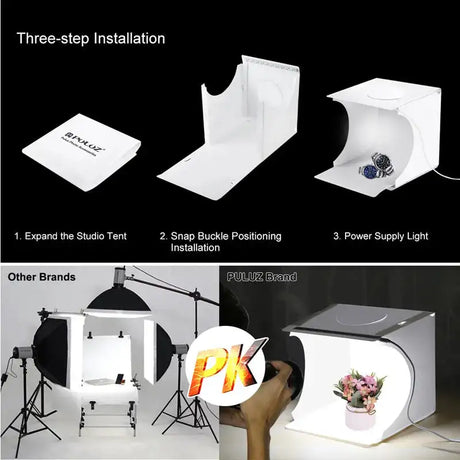 Folding Portable 550LM Light Photo Shooting Light Tent Box Kit With 6 Colors Backdrops Black, White, Yellow, Red, Green, Blue - Lootquake