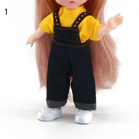 Dolls Clothes Suit For 16cm Doll Dress Up Accessories Sleeveless Top Casual Pants Denim Grid Dress Skirt Daily Wear Accessories - Lootquake