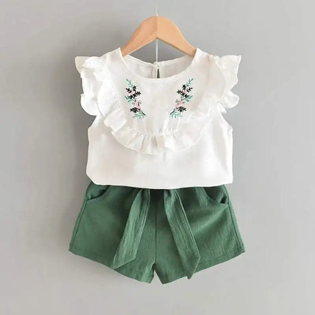 Bear Leader New Summer Casual Children Sets Chiffon Flowers Blue T-shirt Pants Girls Clothing Sets Kids Summer Set for 3-7 Years - Lootquake