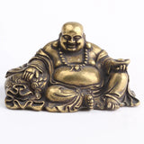 Antique Copper Maitreya Buddha Statue Small Desktop Brass Ornament Home Decor Sculptures Religions Room Desk Decoration Figurine