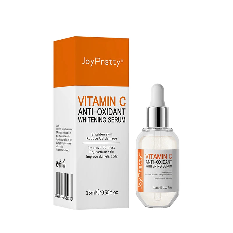 Suero facial con vitamina C y ácido hialurónico para el cuidado de la piel facial. Suero blanqueador e hidratante para el tratamiento del acné. Cuidado facial.