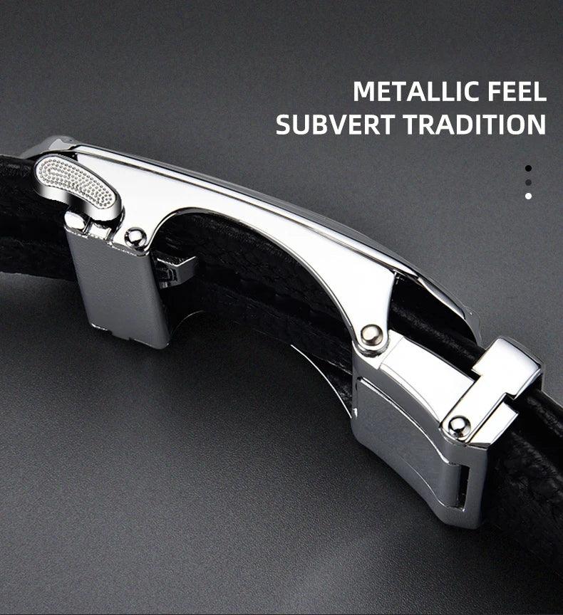 Belts for 3.5cm Width Sports Car Brand Fashion Automatic Buckle Black Genuine Leather Men's Jeans High Quality Waist Male Strap