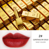 Lápiz labial con brillo, maquillaje hidratante, lápiz labial dorado mate aterciopelado, resistente al agua, labiales sexys, rojos brillantes, cosméticos, pigmento nude.
