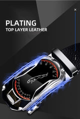 Belts for 3.5cm Width Sports Car Brand Fashion Automatic Buckle Black Genuine Leather Men's Jeans High Quality Waist Male Strap
