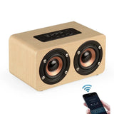 Altavoz Bluetooth de madera de 6 W, altavoces estéreo portátiles de alta fidelidad, reproducción TF, llamadas manos libres, entrada AUX, altavoz de graves superbajos, subwoofer dual