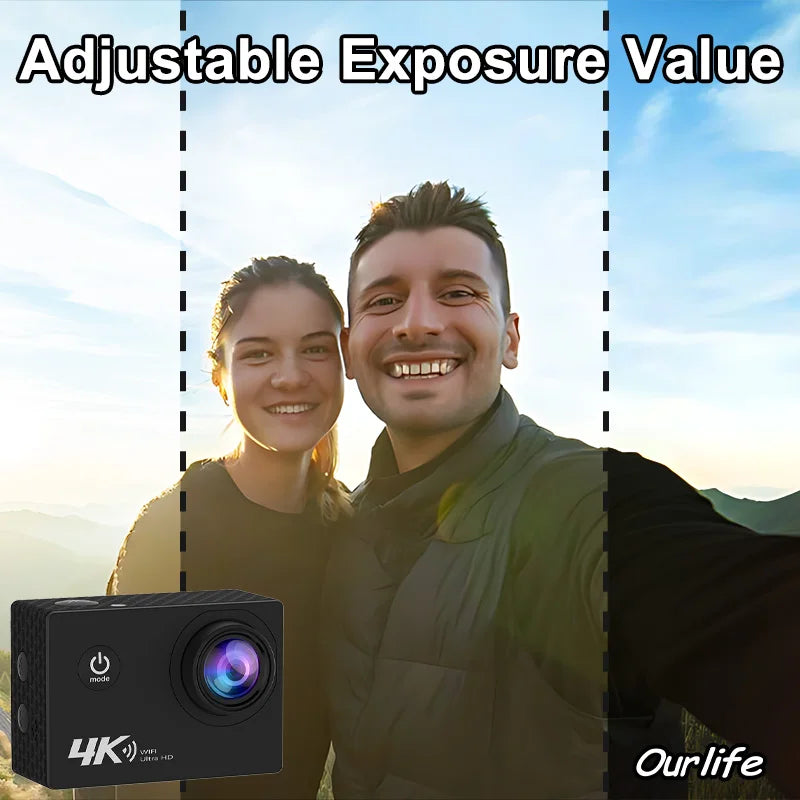 Caméra d'action étanche 4K 30 ips sous l'eau jusqu'à 30 mètres pour nager avec carte mémoire de 32 Go