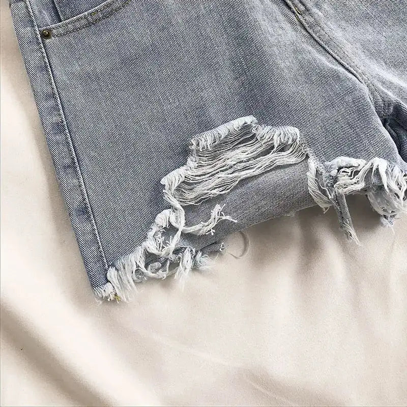 Casual High Waist Denim Shorts Women Summer Pocket Tassel Hole Ripped jeans Short Female Femme Short Pants Women - Lootquake