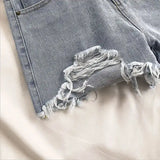 Casual High Waist Denim Shorts Women Summer Pocket Tassel Hole Ripped jeans Short Female Femme Short Pants Women - Lootquake