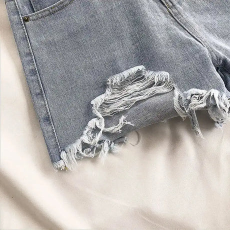 Casual High Waist Denim Shorts Women Summer Pocket Tassel Hole Ripped jeans Short Female Femme Short Pants Women - Lootquake