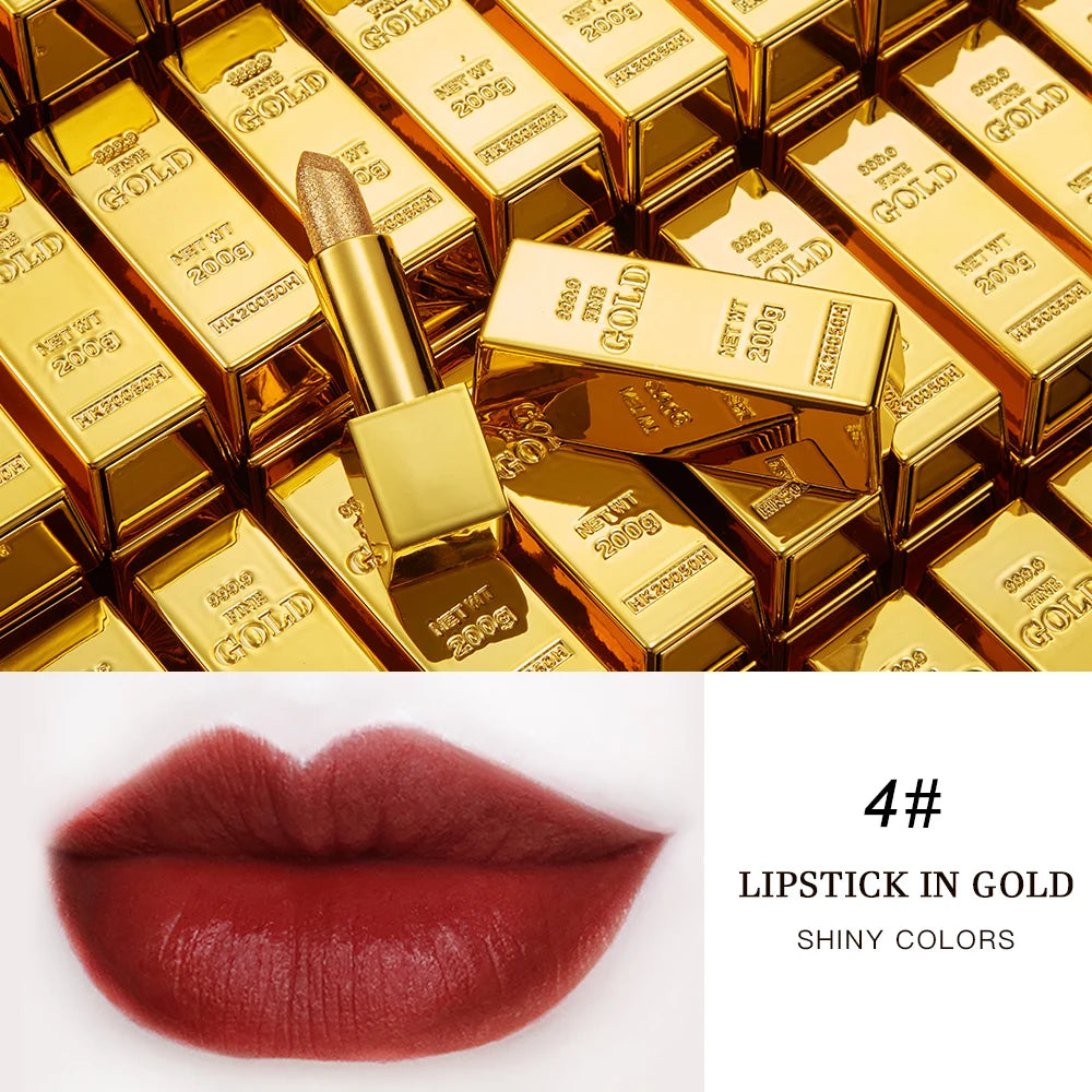 Lápiz labial con brillo, maquillaje hidratante, lápiz labial dorado mate aterciopelado, resistente al agua, labiales sexys, rojos brillantes, cosméticos, pigmento nude.