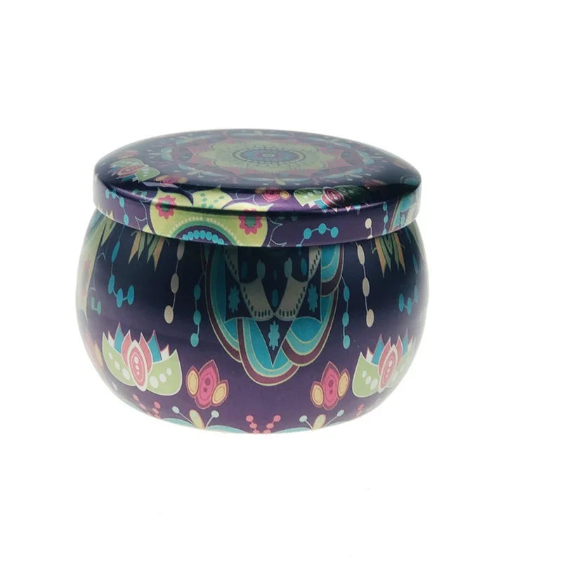 Velas perfumadas Caja vacía con flores Lata Fragancia Vela perfumada hecha a mano Cera de soja natural Decoración del hogar