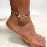 Crystal A-Z Letter Initial  Anklets Bracelet for Women ,Cuban Link Anklet Stainless Steel Beach Leg Foot Chains Wholesale