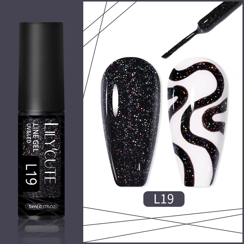 LILYCUTE 5ml Liner Gel Nail Polish UV LED Nail Art Paint Gel Gorgeous Glitter French Effect Semi Permanent Nail Painting UV Gel