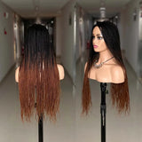 26" Ombre Box Braided Wig for Black Women | Long Synthetic Cosplay Braiding Hair | Heat Resistant Crochet Wigs