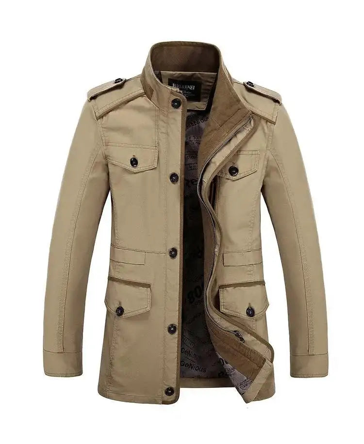 High Quality Men's Casual Jacket 6XL Male Windbreaker Oversized Cotton Classic Jackets Men Clothing Trench Coat A4F5806 - Lootquake