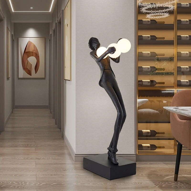 Modern Human Body Resin Decorative Abstract Statue Sculpture Lamp Floor Art Light Women Lady Home Decor Animal Decorative Bronze