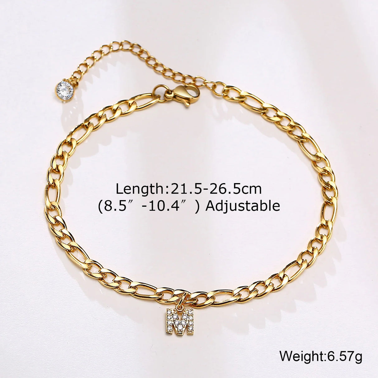 Crystal A-Z Letter Initial  Anklets Bracelet for Women ,Cuban Link Anklet Stainless Steel Beach Leg Foot Chains Wholesale