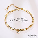 Crystal A-Z Letter Initial  Anklets Bracelet for Women ,Cuban Link Anklet Stainless Steel Beach Leg Foot Chains Wholesale