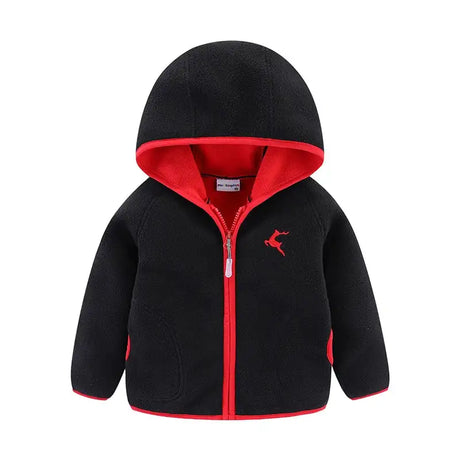 Mudkingdom Autumn Spring Girls Boys Hooded Fleece Jacket Windbreaker Zip up Reindeer Outerwear for Kids Clothes Children's Coat - Lootquake