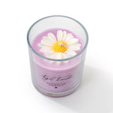 Bougie parfumée au soja violet naturel AIKUN 8 cm x 9 cm, ornée de marguerites blanches, aromathérapie, décoration d'intérieur, cadeau écologique