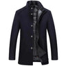 Woolen Coat Men Winter Windbreaker Long Thick Wool Jackets abrigo hombre Man Stand Collar Single Breasted With Vest Woolen Coats - Lootquake