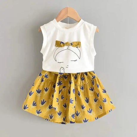 Bear Leader New Summer Casual Children Sets Chiffon Flowers Blue T-shirt Pants Girls Clothing Sets Kids Summer Set for 3-7 Years - Lootquake