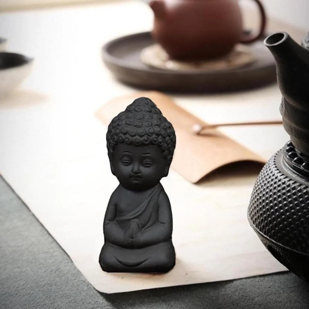 Meditating Baby Buddha Statue Buddha Figurine Decor Zen Monk Sculpture Jardin Lawn Sitting Buddha Tea Pet Ornament