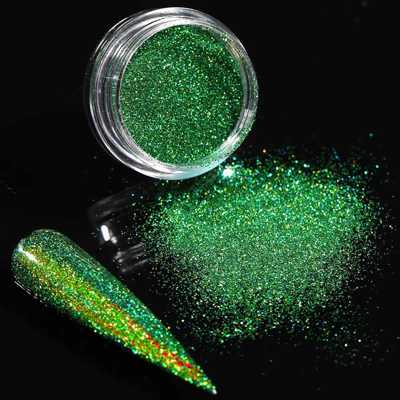 HOT Sale iridescent Powder on Nails iridescent Silver Glitter Chrome Nail Art Pigment Dust Shiny Gel Polish Flakes for Manicures