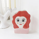 Statue Head Portrait Sculpture Ornament Bonsai Handmade Art Pot Bum Ceramic Vase Plaster Living Room Home Decor Dried Flowers