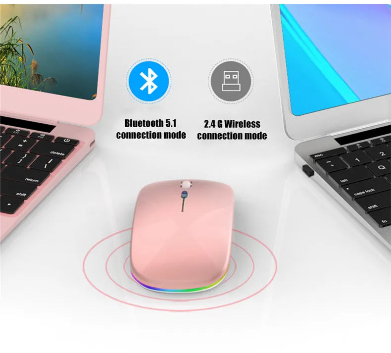 Wireless Mouse Gaming Mouse Backlight USB Compatible RGB Rechargeable Mice Silent Backlit Ergonomic Gaming Mouse for Laptop PC
