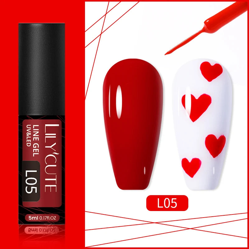 LILYCUTE 5ml Liner Gel Nail Polish UV LED Nail Art Paint Gel Gorgeous Glitter French Effect Semi Permanent Nail Painting UV Gel