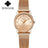 WWOOR 2023 Casual Women Dress Rose Gold Mesh Belt  Fashion Diamonds Wristwatch Waterproof Simple Female Quartz Watch Reloj Mujer - Lootquake