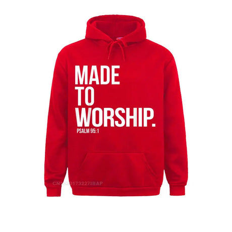 Made To Worship Psalm 95 1 Faith Based Christian Hoodie Print Mens Sweatshirts Plain Long Sleeve Hoodies Hip Hop Sportswears - Lootquake