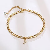 Crystal A-Z Letter Initial  Anklets Bracelet for Women ,Cuban Link Anklet Stainless Steel Beach Leg Foot Chains Wholesale