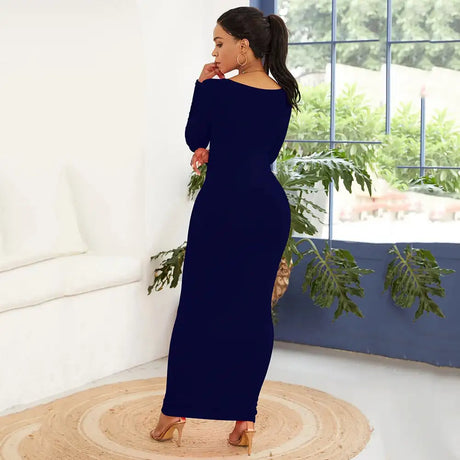 HOT SALES!!! Spring Autumn Sexy Long Dress Women Long Sleeve Round Neck Bodycon Maxi Dress evening party Dress - Lootquake