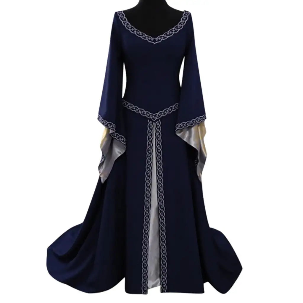 Vintage Gothic Dress Cosplay Costumes Autumn Winter Long Sleeve Medieval Witch Long Dress Halloween Costumes Vestidos de Fiesta - Lootquake