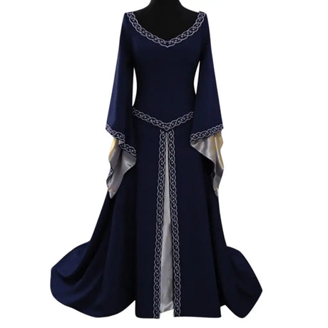 Vintage Gothic Dress Cosplay Costumes Autumn Winter Long Sleeve Medieval Witch Long Dress Halloween Costumes Vestidos de Fiesta - Lootquake