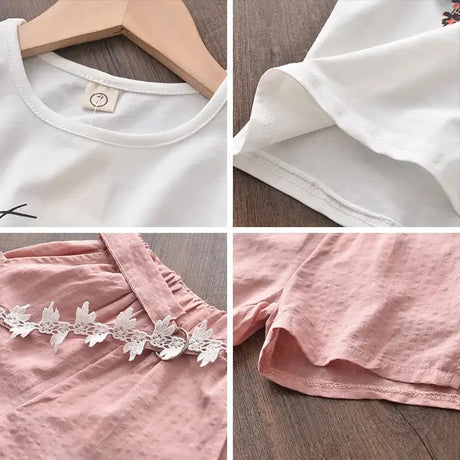 Bear Leader New Summer Casual Children Sets Chiffon Flowers Blue T-shirt Pants Girls Clothing Sets Kids Summer Set for 3-7 Years - Lootquake